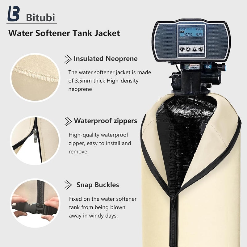 Bitubi Water Softener Neoprene Sweat Jacket, Outdoor Water Softener and Filter Tank Cover to Prevent Sweating, Water Softener Insulated Cover (9x48, Beige) - Image 3